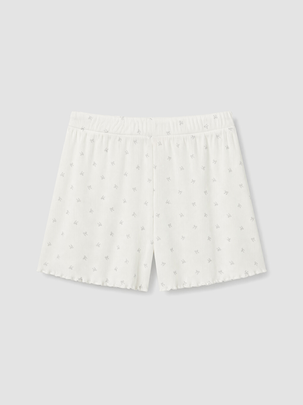 Ekru V Yaka Çiçekli Kadın Şortlu Pijama Takımı-8