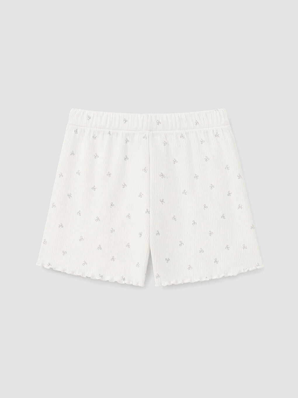 Ekru V Yaka Çiçekli Kadın Şortlu Pijama Takımı-10