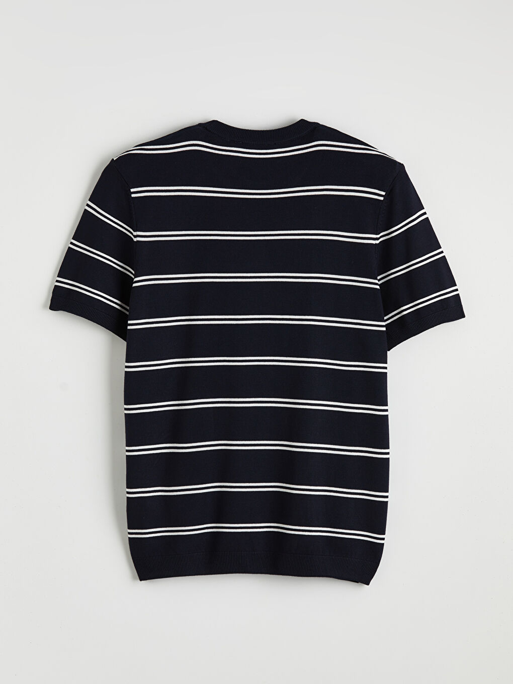 Lacivert Bisiklet Yaka Çizgili Erkek Triko Kazak-5