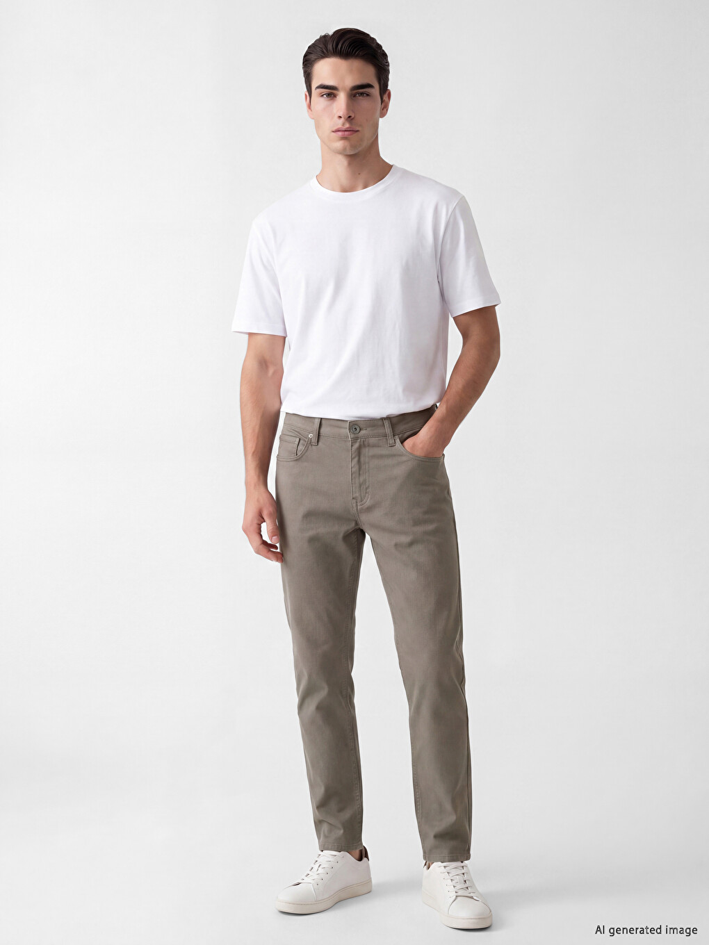 Haki Regular Fit Gabardin Erkek Chino Pantolon-1