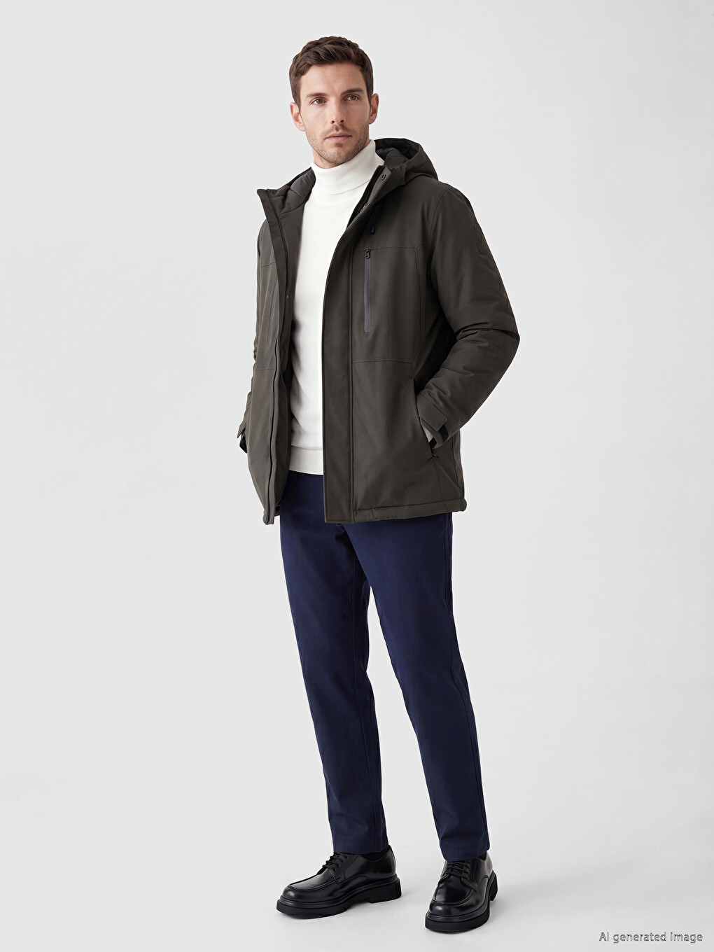 Man Khaki Puffer Coat-1