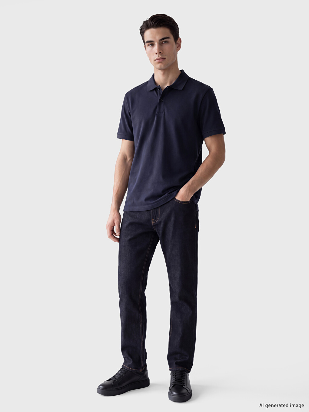 Regular Fit Polo Collar Textured Men's T-shirt-1