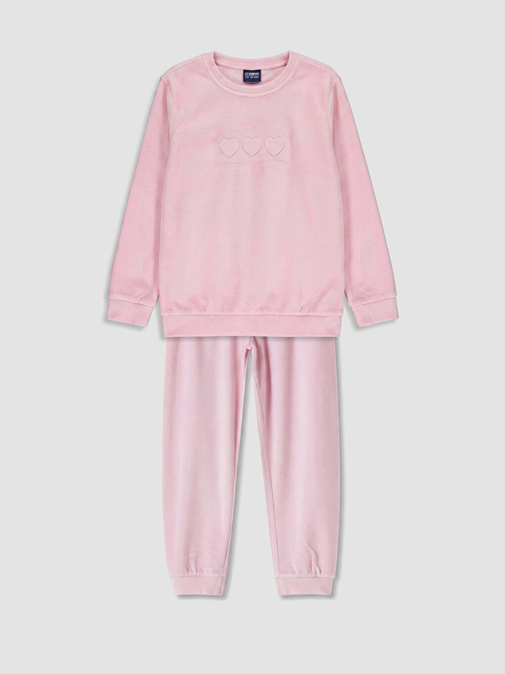 Desenli Kadife Kız Çocuk Pijama Takımı