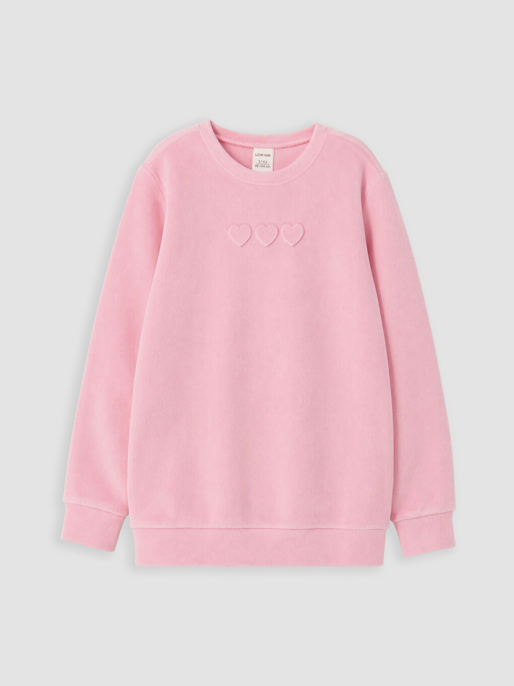 Pembe Desenli Kadife Kız Çocuk Pijama Takımı-1