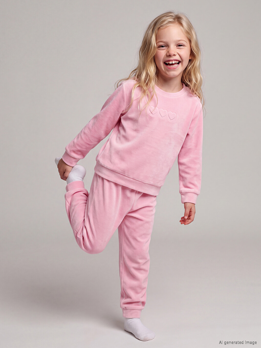 Patterned Velvet Girls' Pyjamas Set