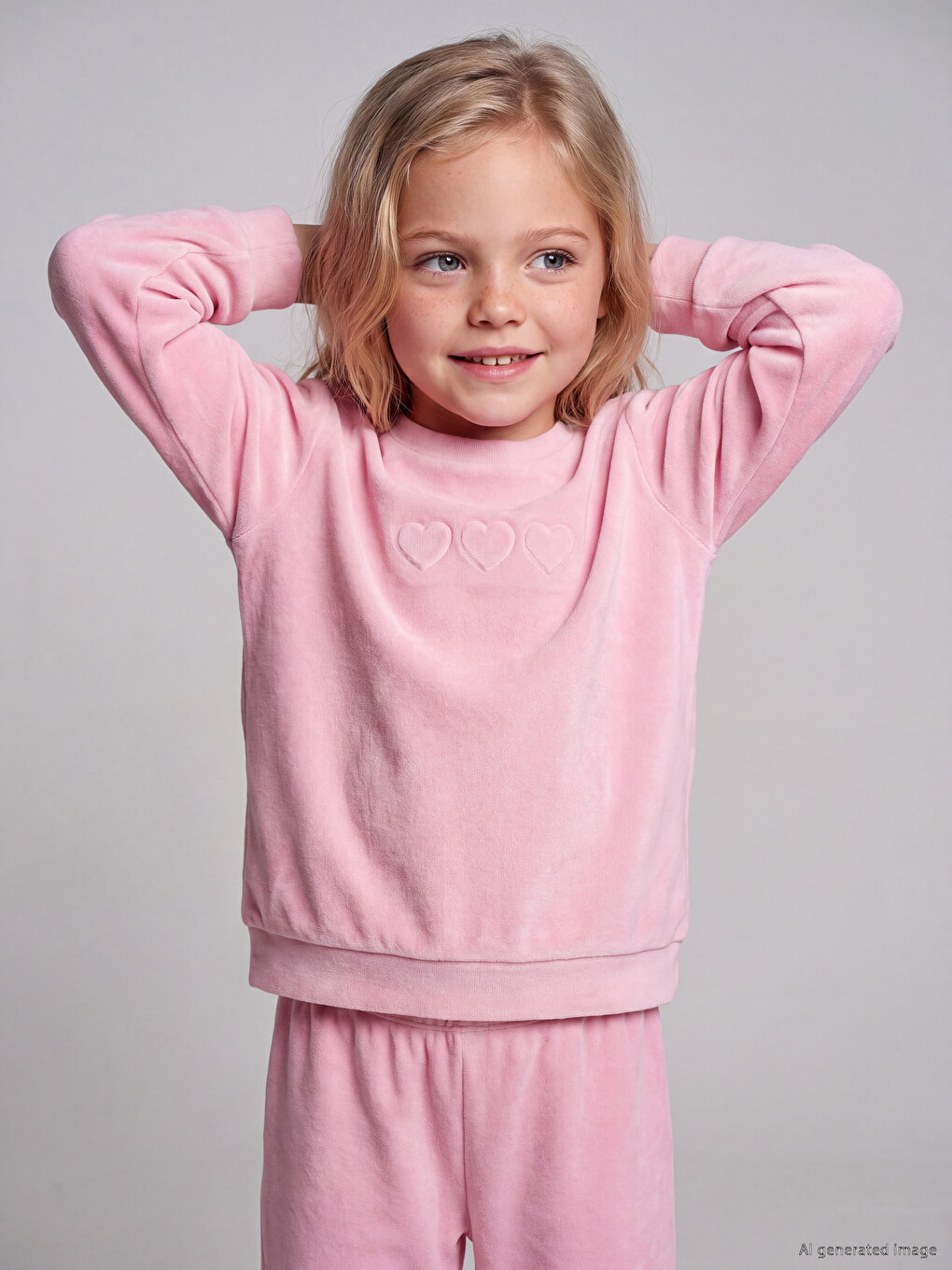 Patterned Velvet Girls' Pyjamas Set-1