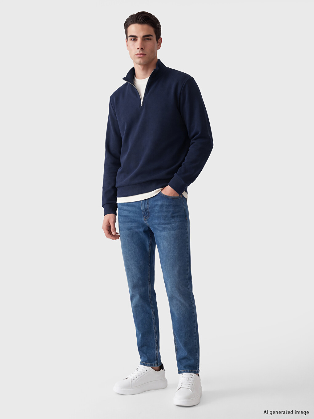 Mock Neck Men's Sweatshirt-1