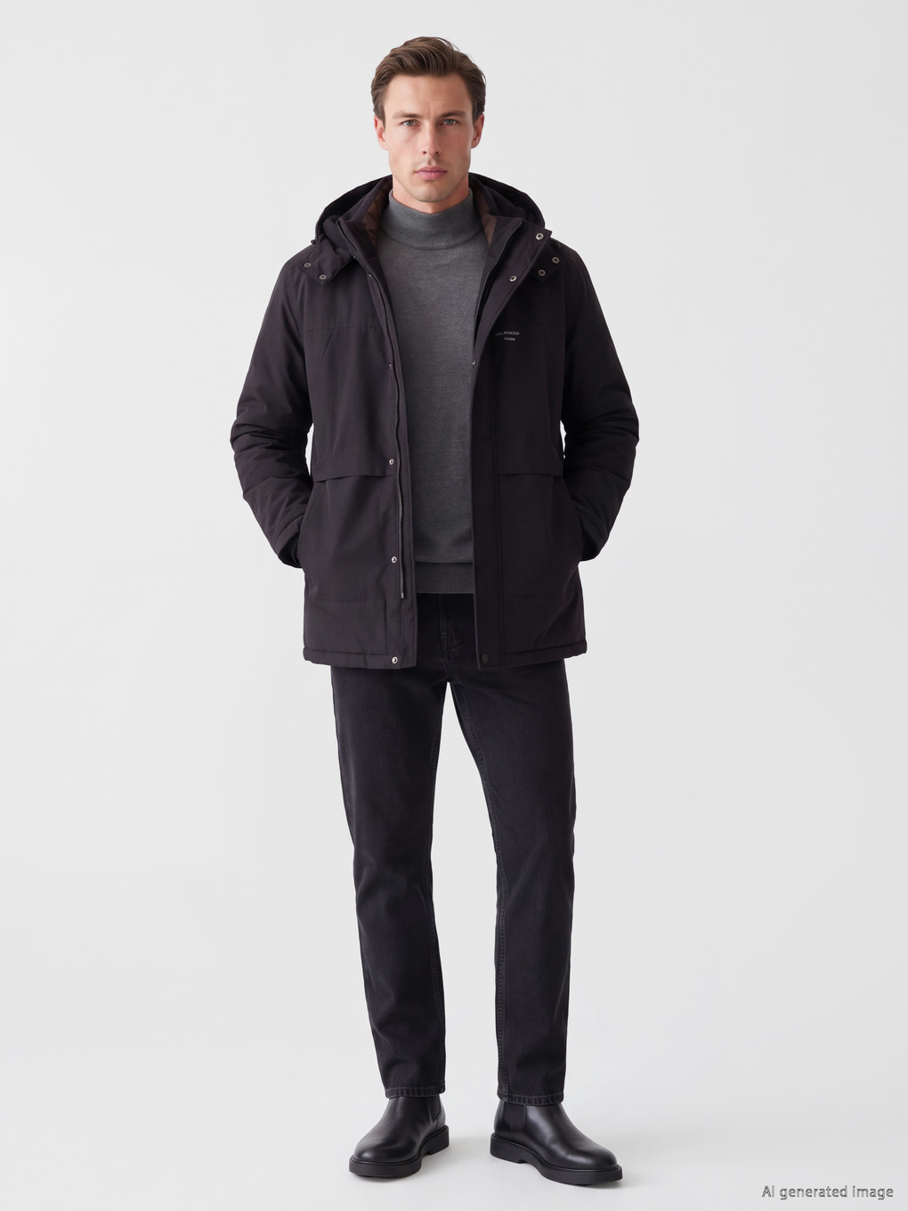 Regular Fit Hooded Men's Puffer Coat-1