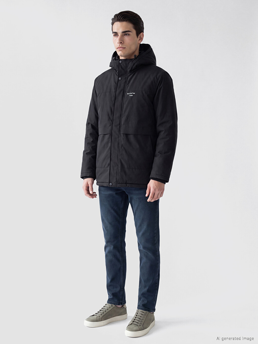 Regular Fit Hooded Men's Puffer Coat-1