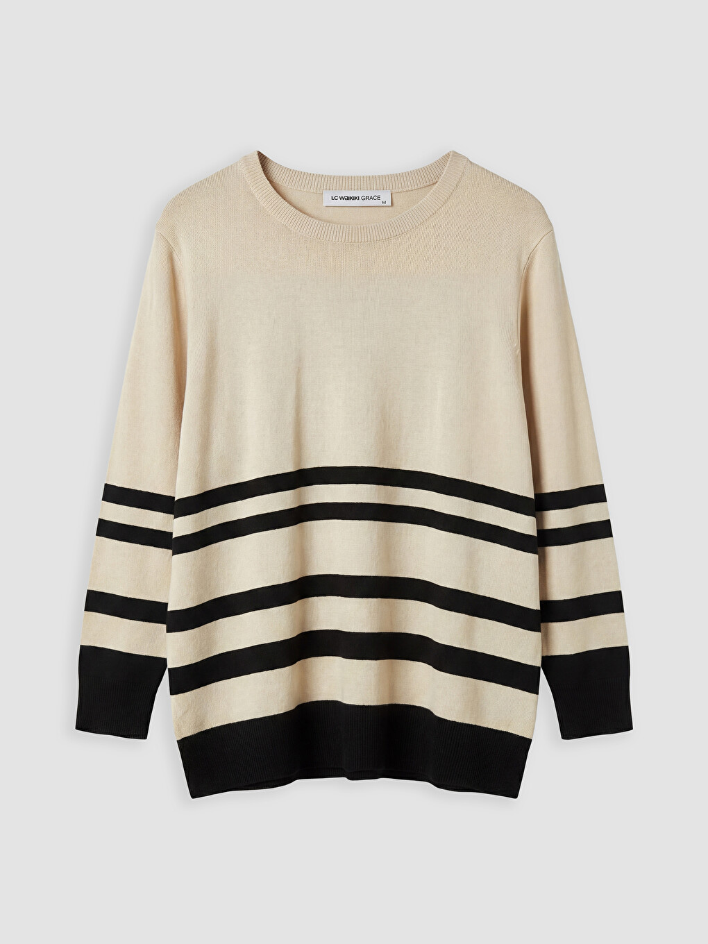 Crew Neck Striped Women's Knitwear Sweater-4