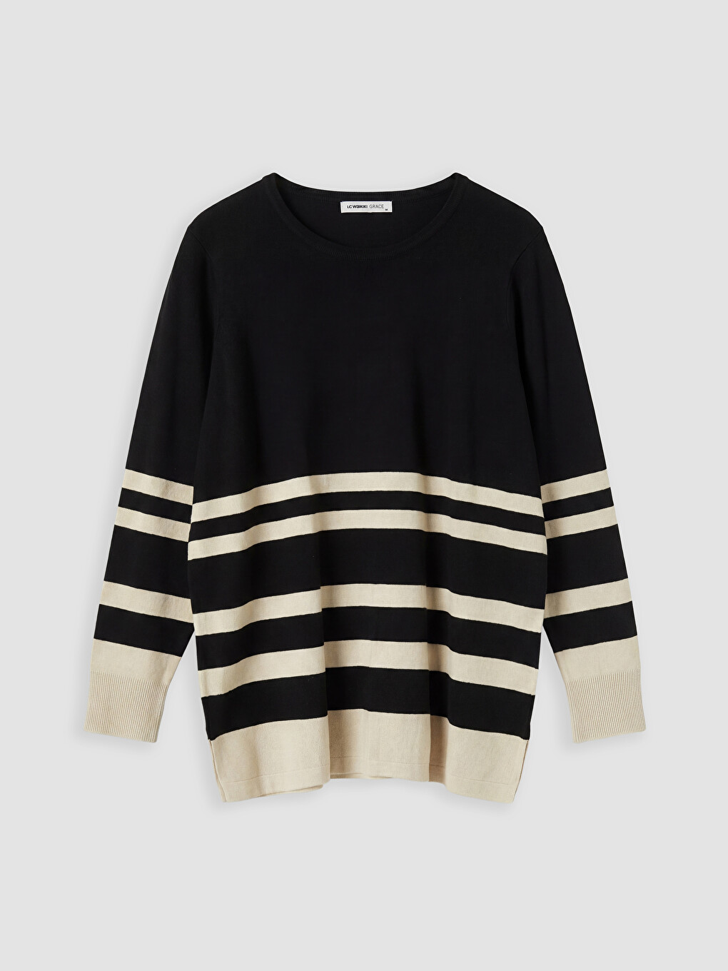 Crew Neck Striped Women's Knitwear Sweater-4