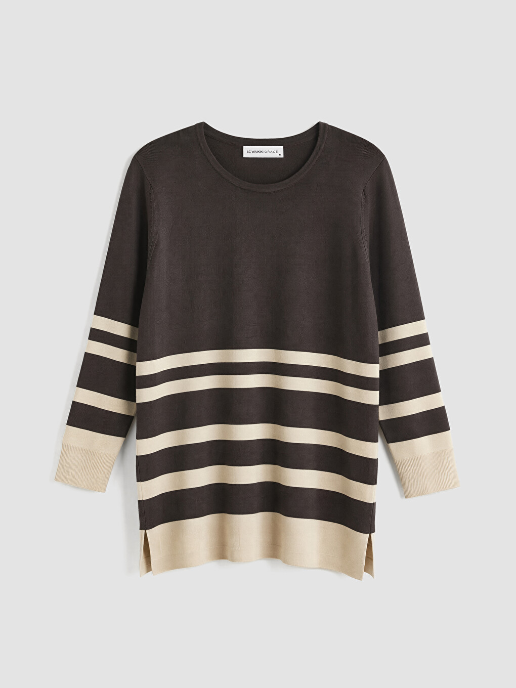 Crew Neck Striped Women's Knitwear Sweater-3