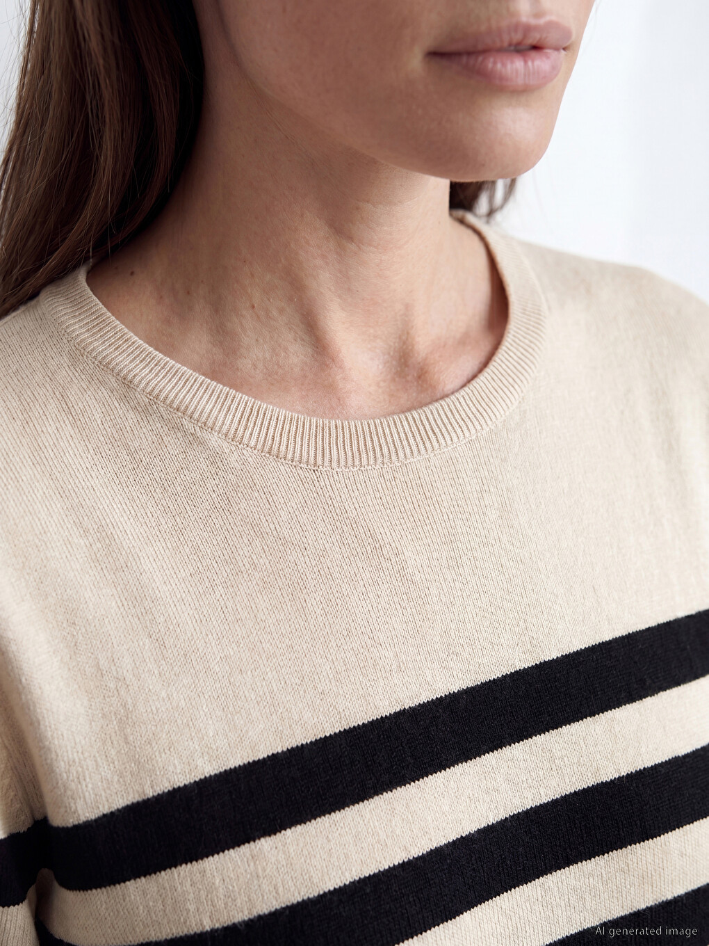 Crew Neck Striped Women's Knitwear Sweater-2
