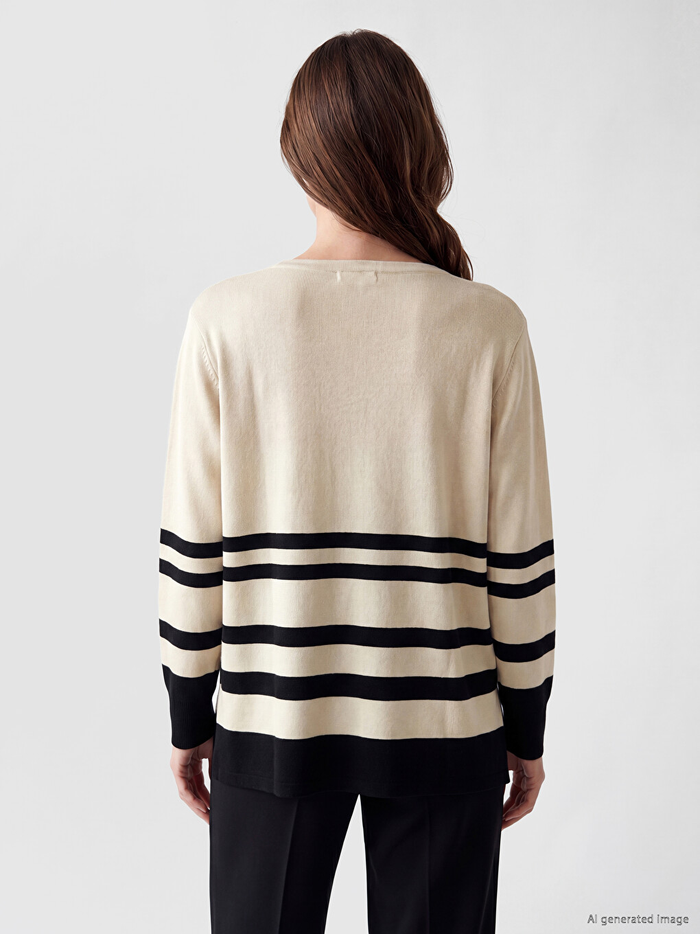 Crew Neck Striped Women's Knitwear Sweater-3
