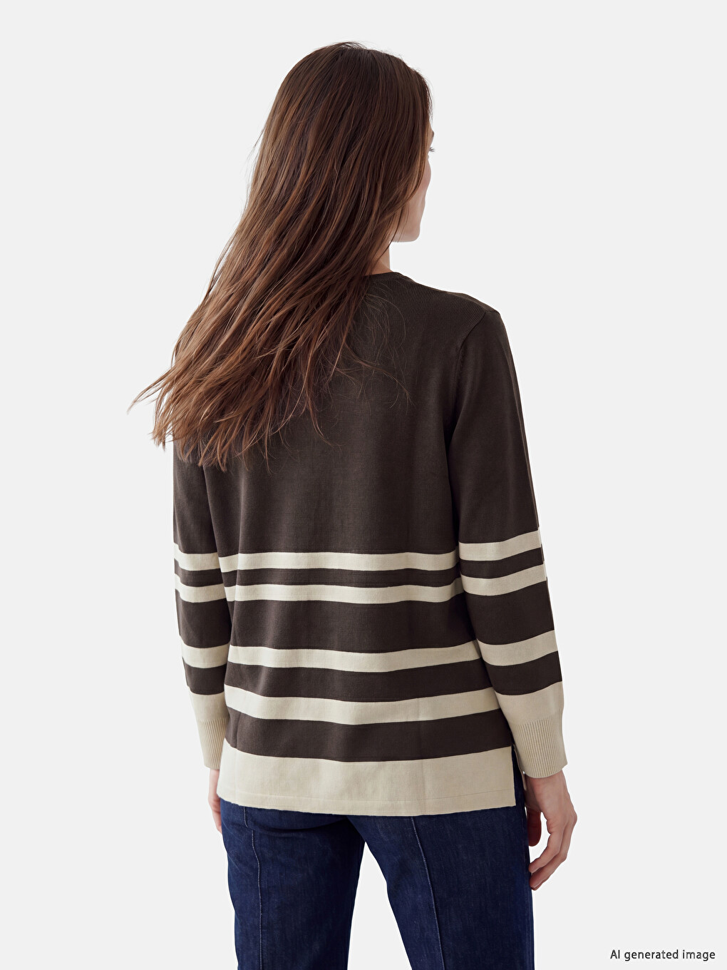 Crew Neck Striped Women's Knitwear Sweater-2