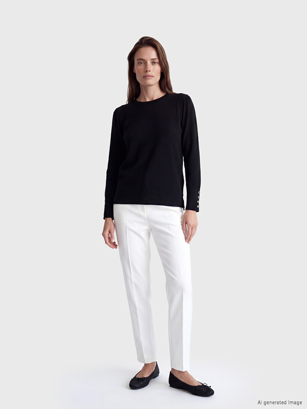 Crew Neck Women's Knitwear Sweater-1