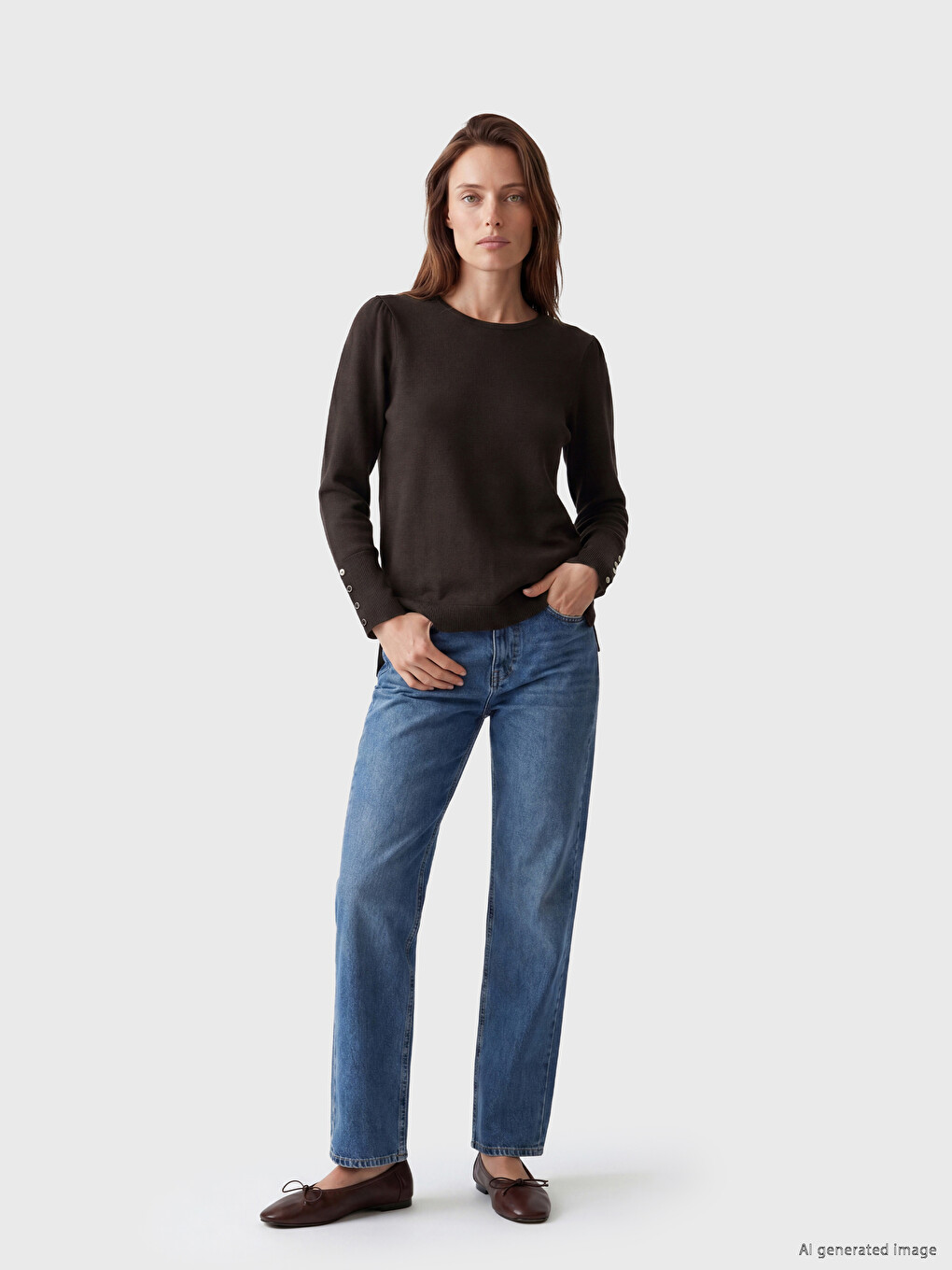 Crew Neck Women's Knitwear Sweater-1