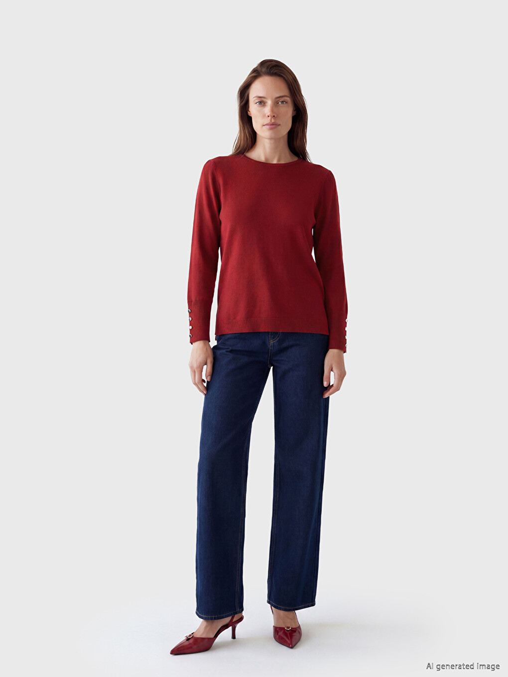 Crew Neck Women's Knitwear Sweater-1