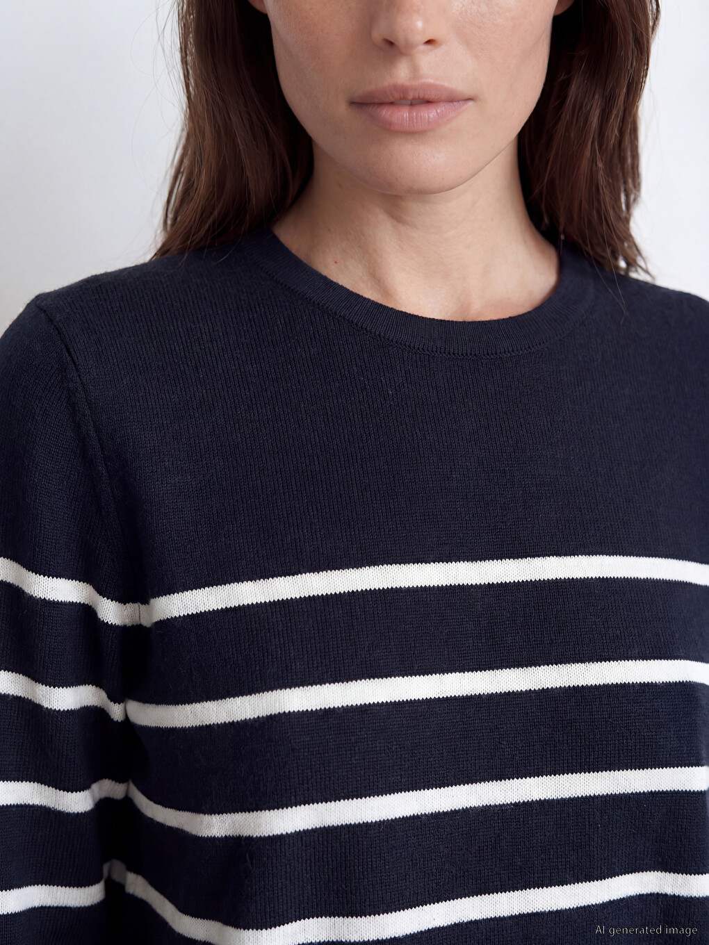 Gestreifter Damen-strickpullover Mit Rundhalsausschnitt-2