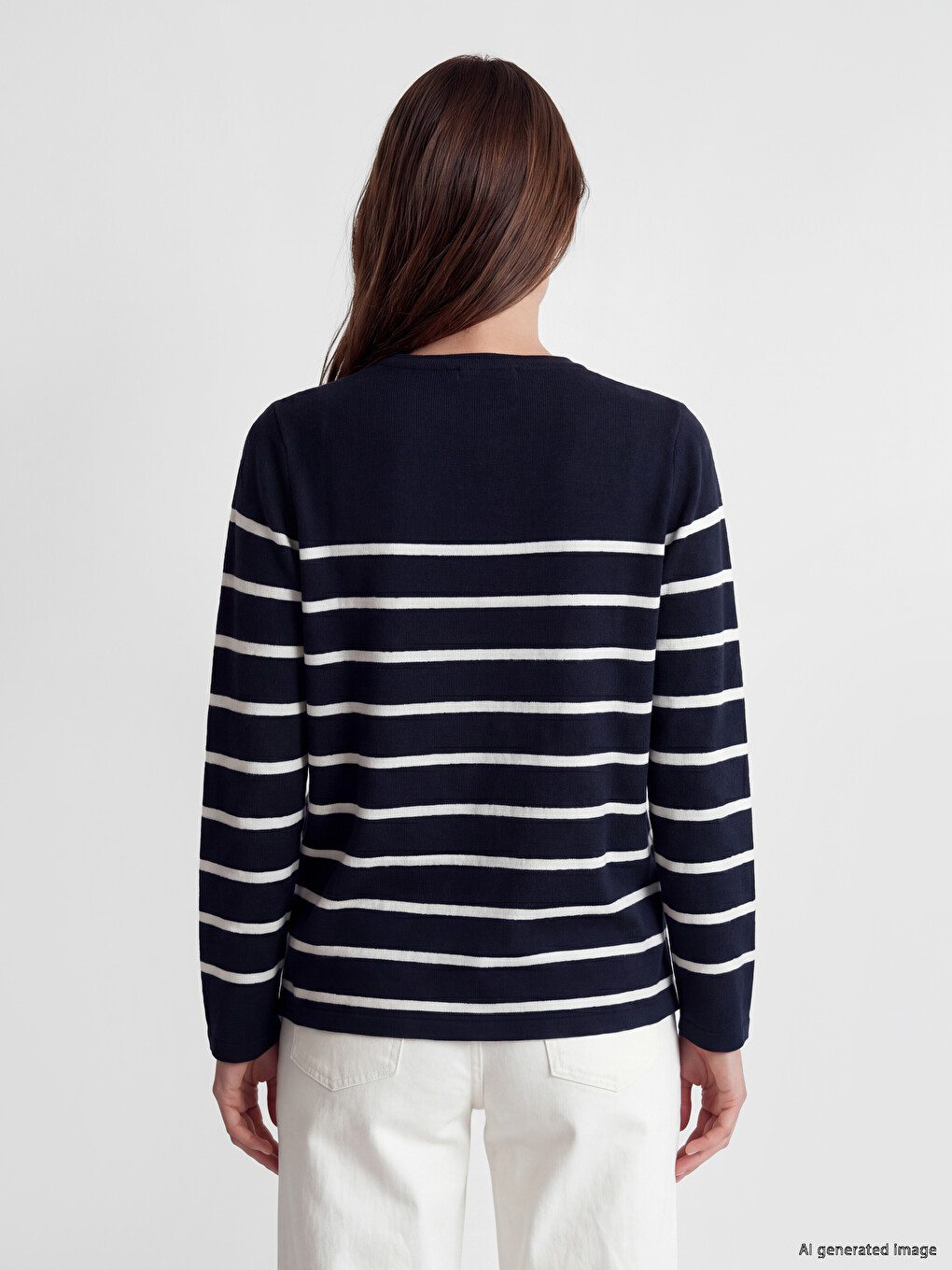 Gestreifter Damen-strickpullover Mit Rundhalsausschnitt-3