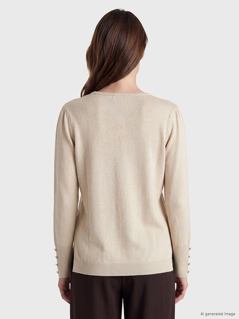 Pull-over En Maille Pour Femme À Col Rond-3