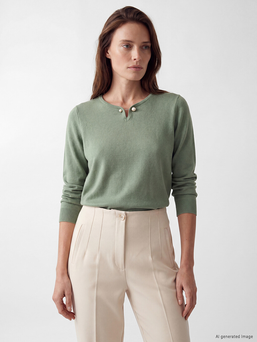 Pull-over Kaki Femme