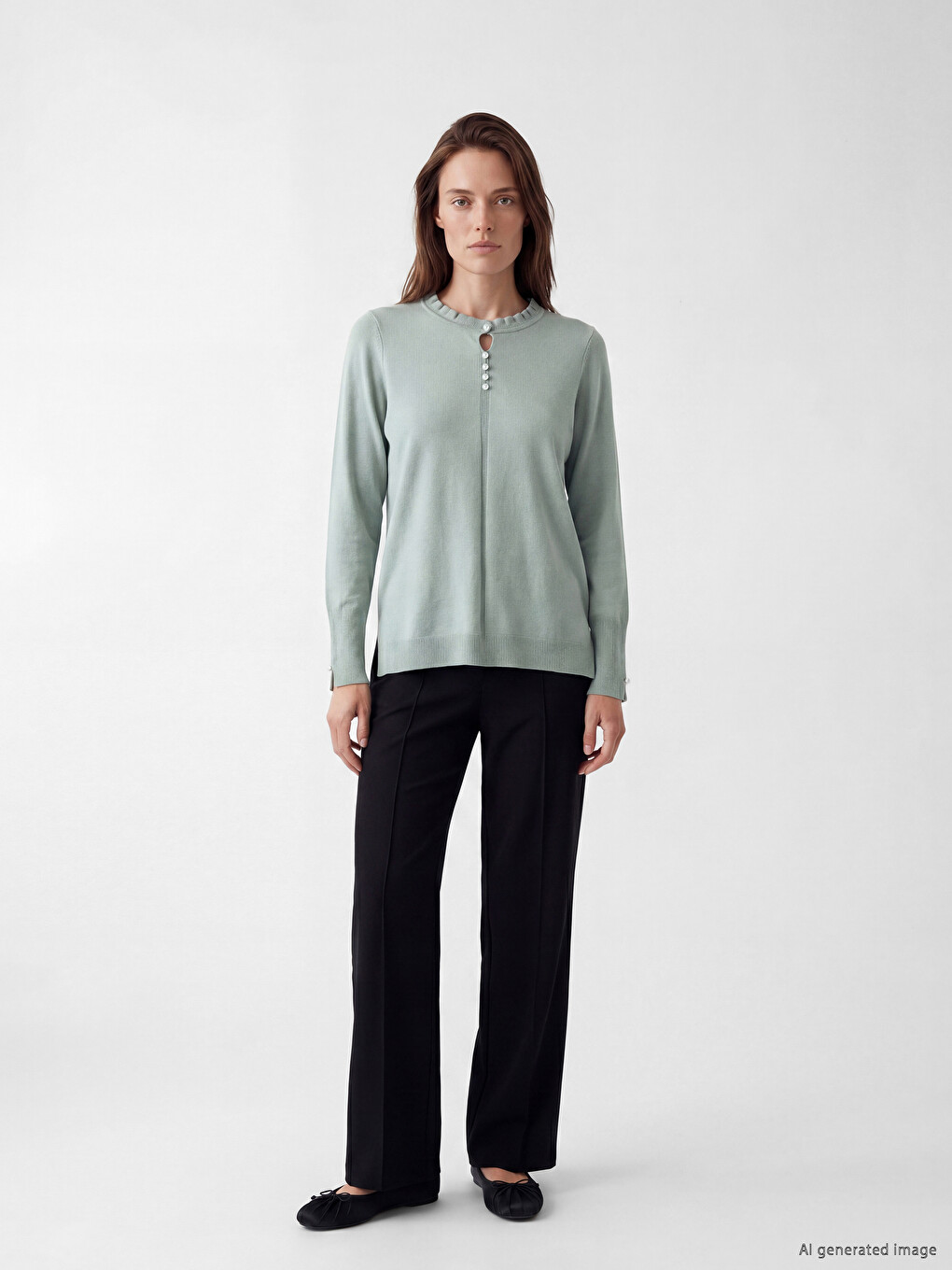 Crew Neck Women's Knitwear Sweater-1