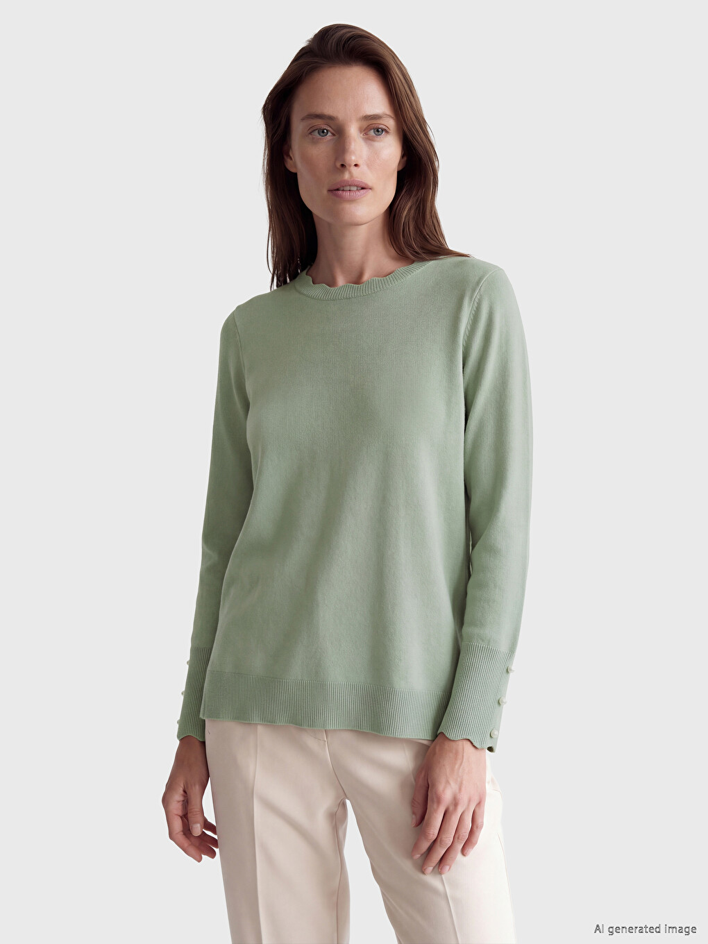 Crew Neck Women's Knitwear Sweater