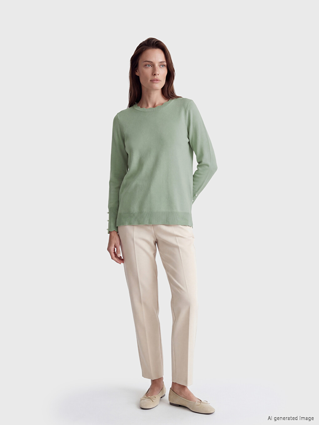 Crew Neck Women's Knitwear Sweater-1