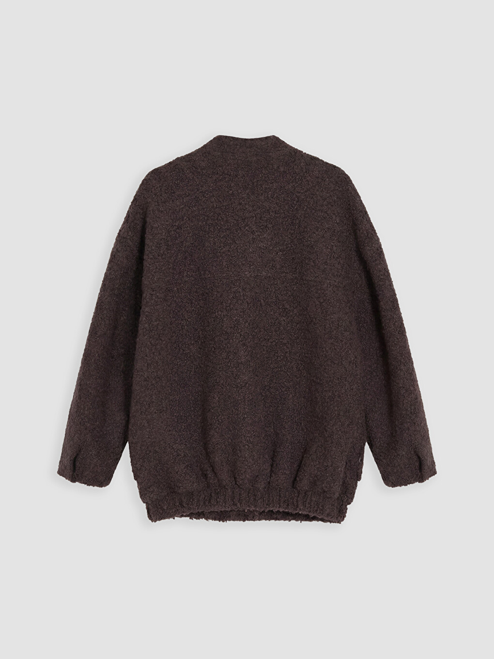 Kahverengi Oversize Kadın Bomber Kaşe Kaban-6