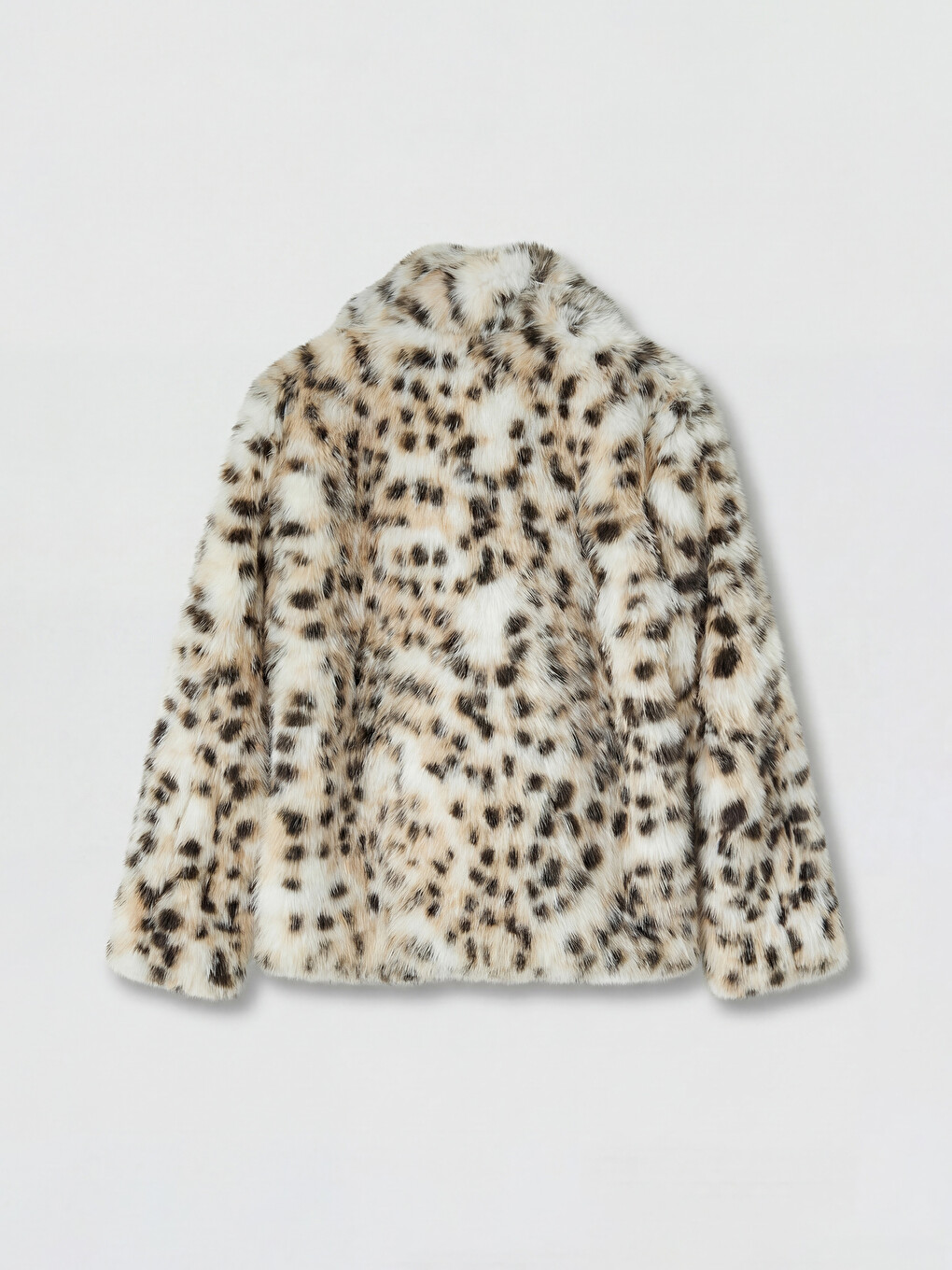 Jacket Collar Leopard Print Women's Faux Fur Coat-5