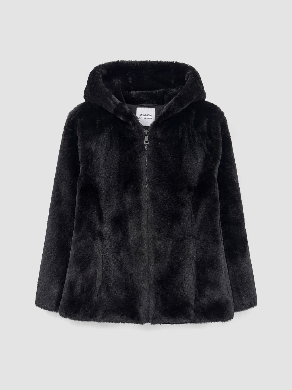 Girl Black Faux Fur Coat