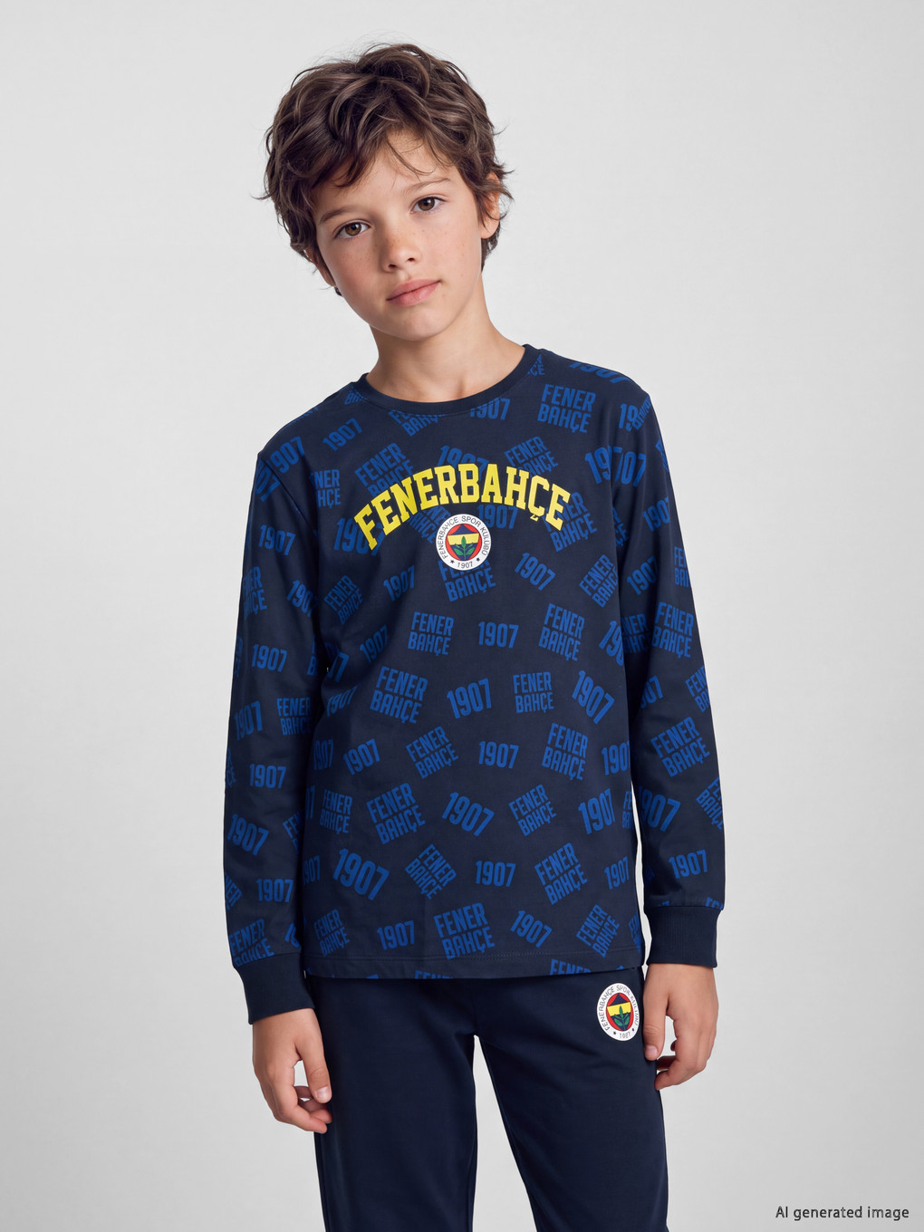 Lacivert Fenerbahçe Erkek Çocuk Pijama Takımı-1