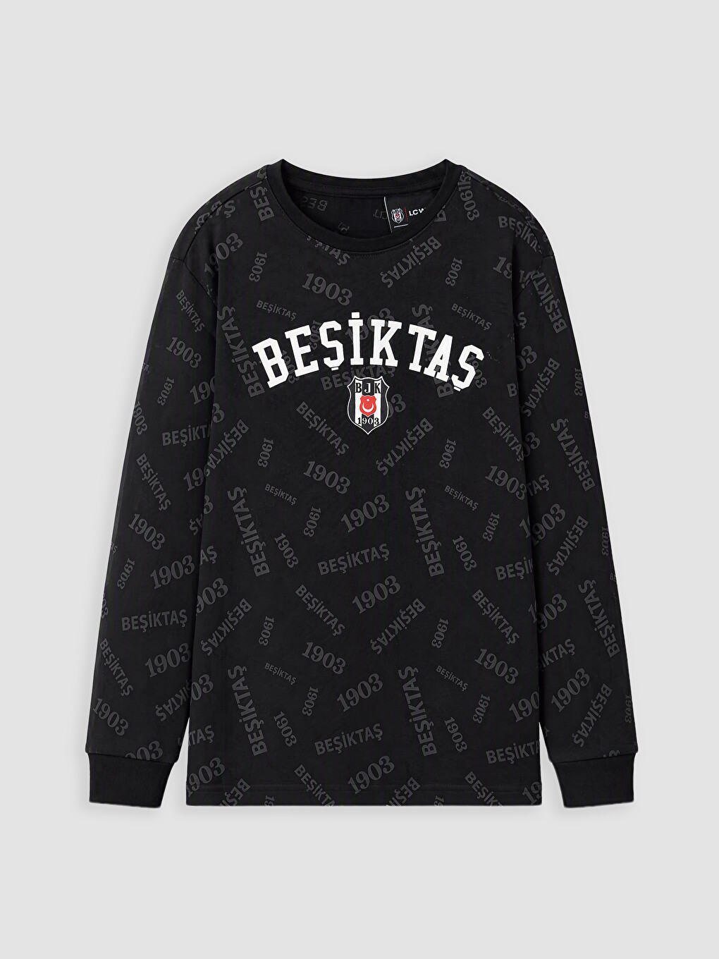 Siyah Beşiktaş Erkek Çocuk Bisiklet Yaka Pijama Takımı-1