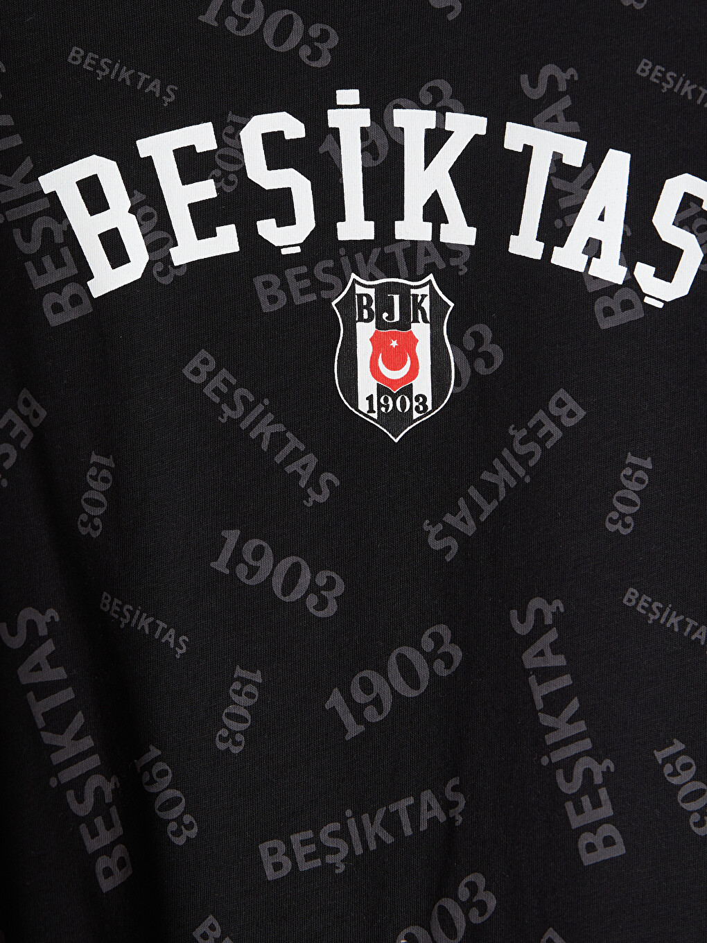 Siyah Beşiktaş Erkek Çocuk Bisiklet Yaka Pijama Takımı-2