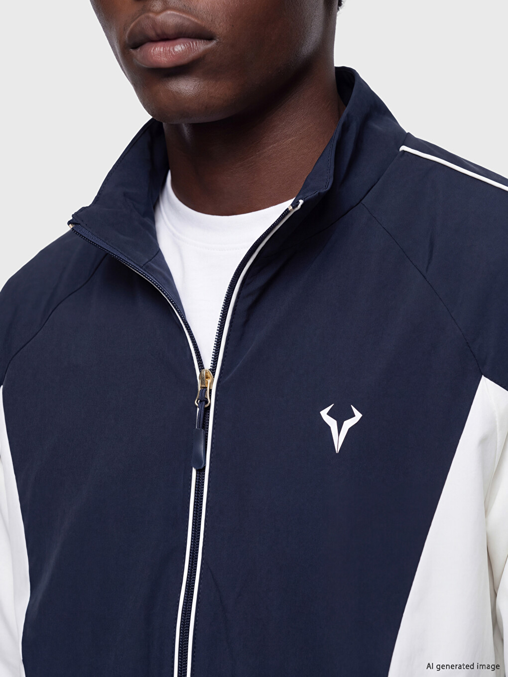 Lacivert Dik Yaka Erkek Fermuarlı Sweatshirt-2