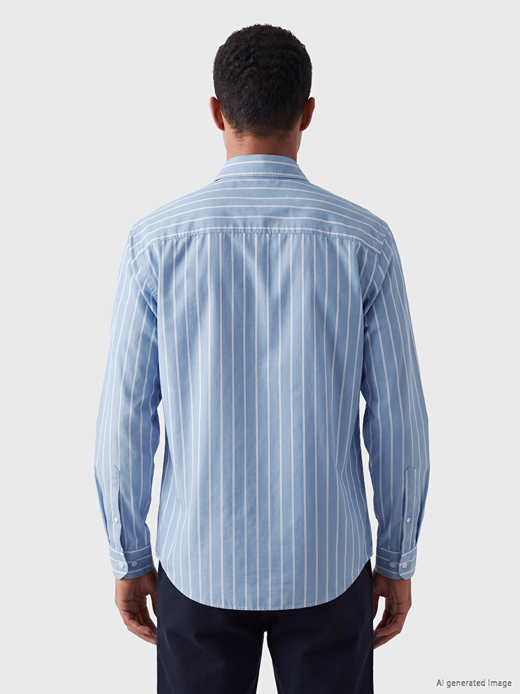 Regular Fit Çizgili Gabardin Erkek Gömlek-3