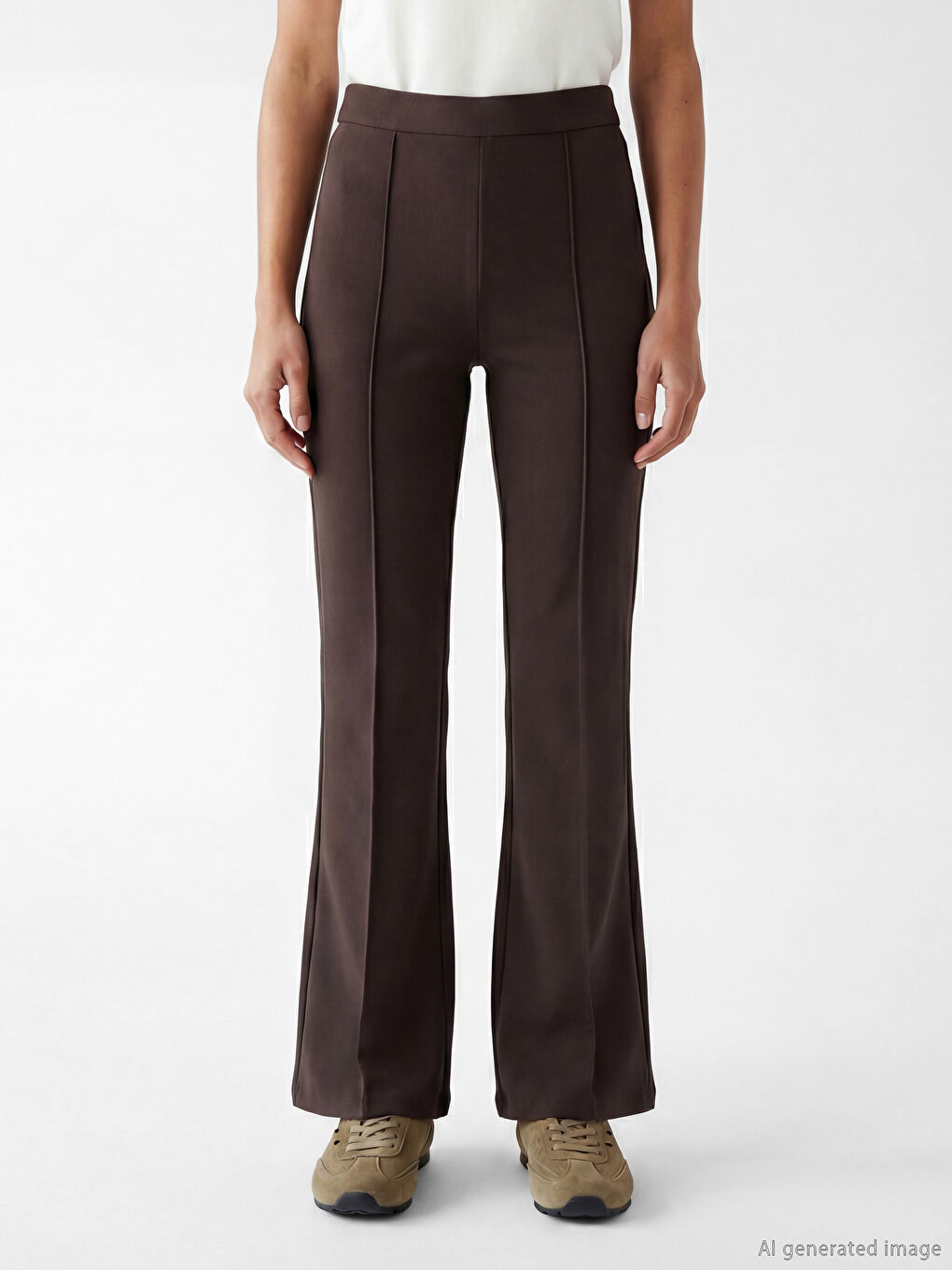 High Waisted Flare Women's Trousers-1