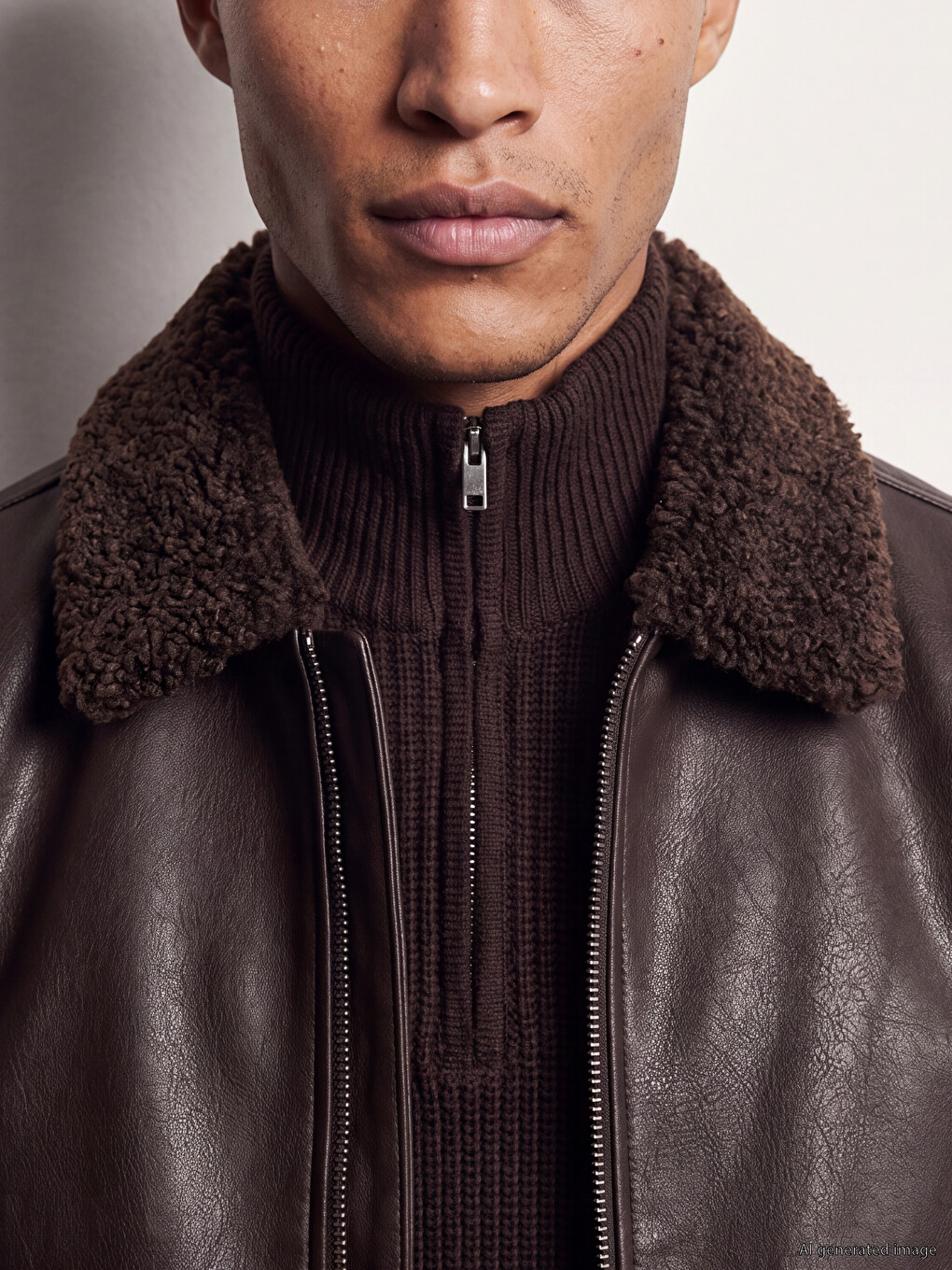 Fur Collar Men's Faux Leather Coat-2