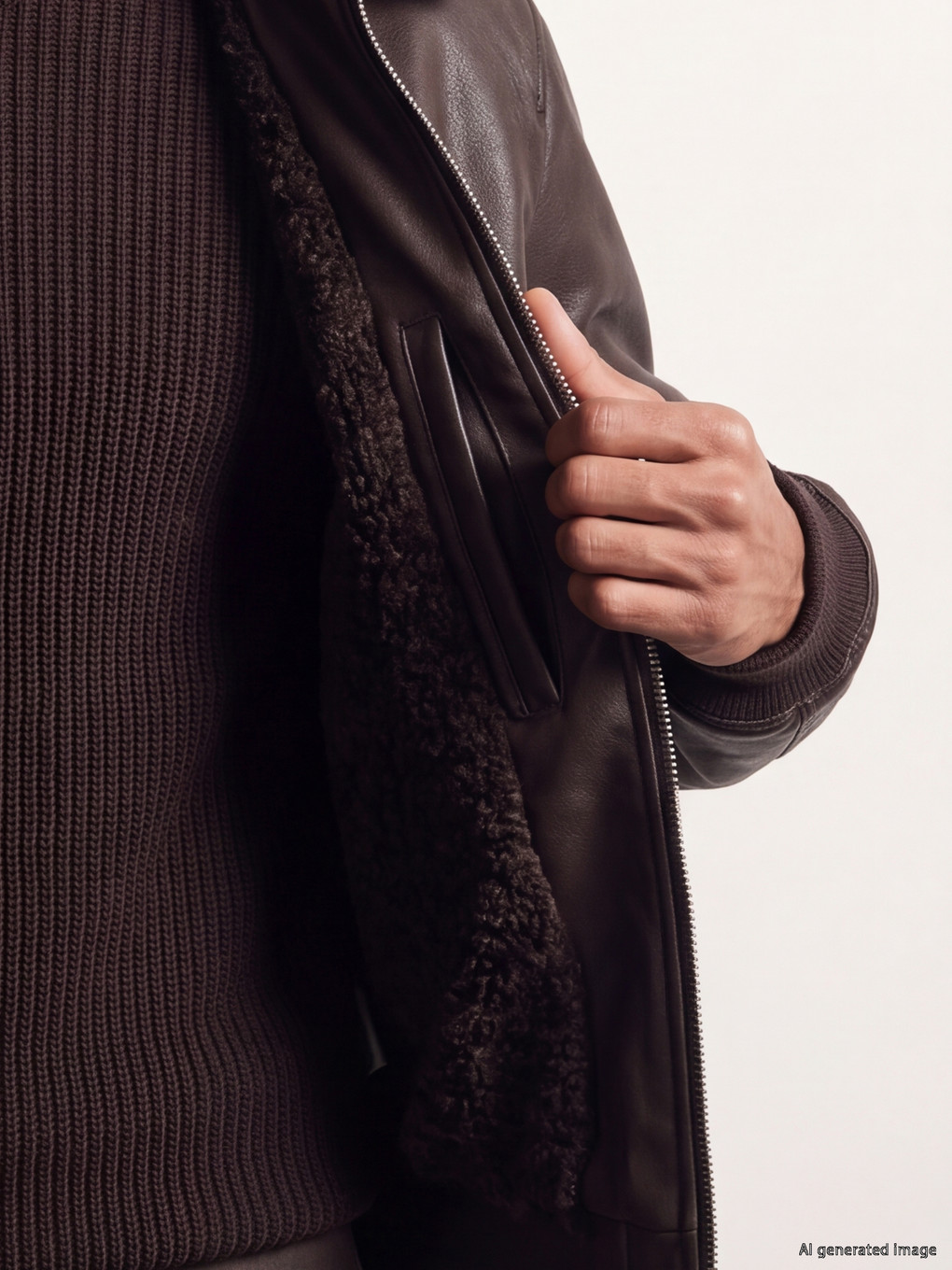 Fur Collar Men's Faux Leather Coat-3