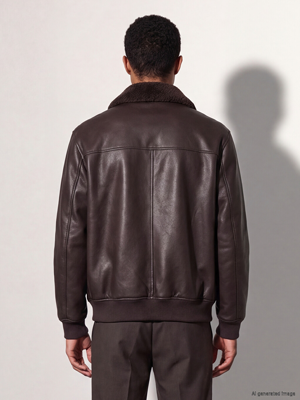 Fur Collar Men's Faux Leather Coat-4