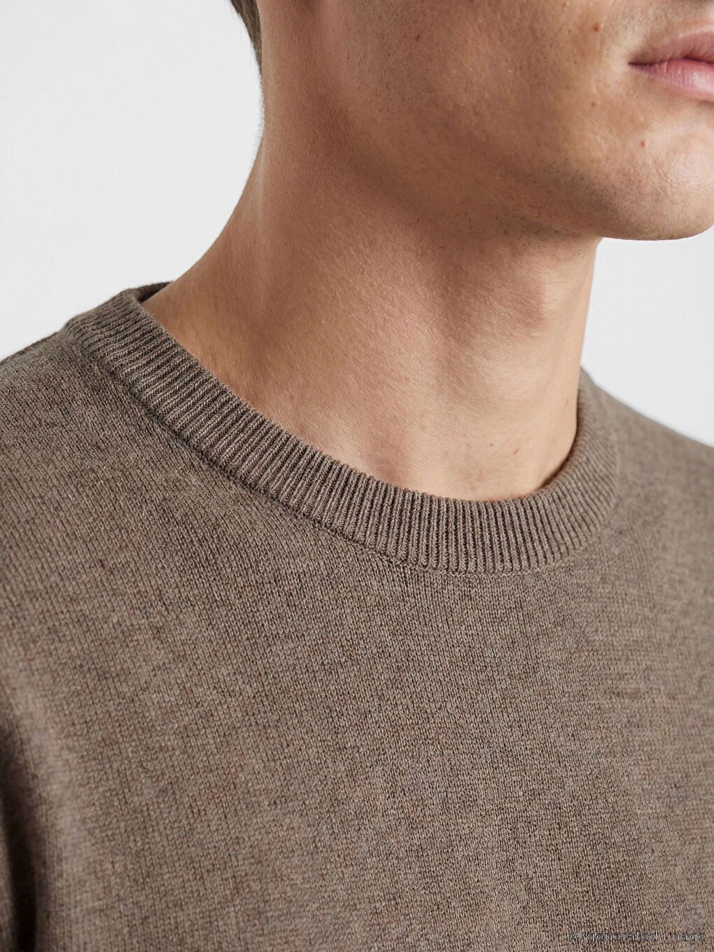 Kahverengi Bisiklet Yaka Erkek Triko Kazak-2