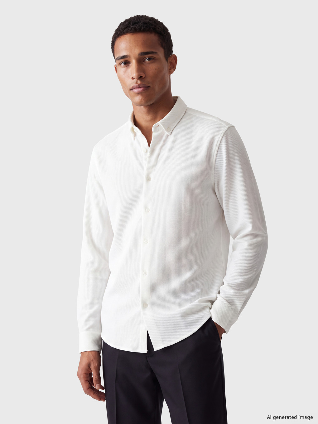 Beyaz Slim Fit Dokulu Erkek Gömlek