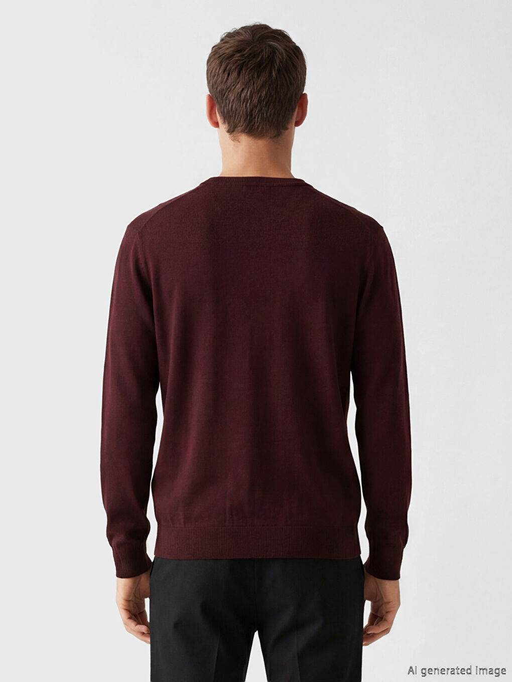 Bordo Bisiklet Yaka Erkek Triko Kazak-3