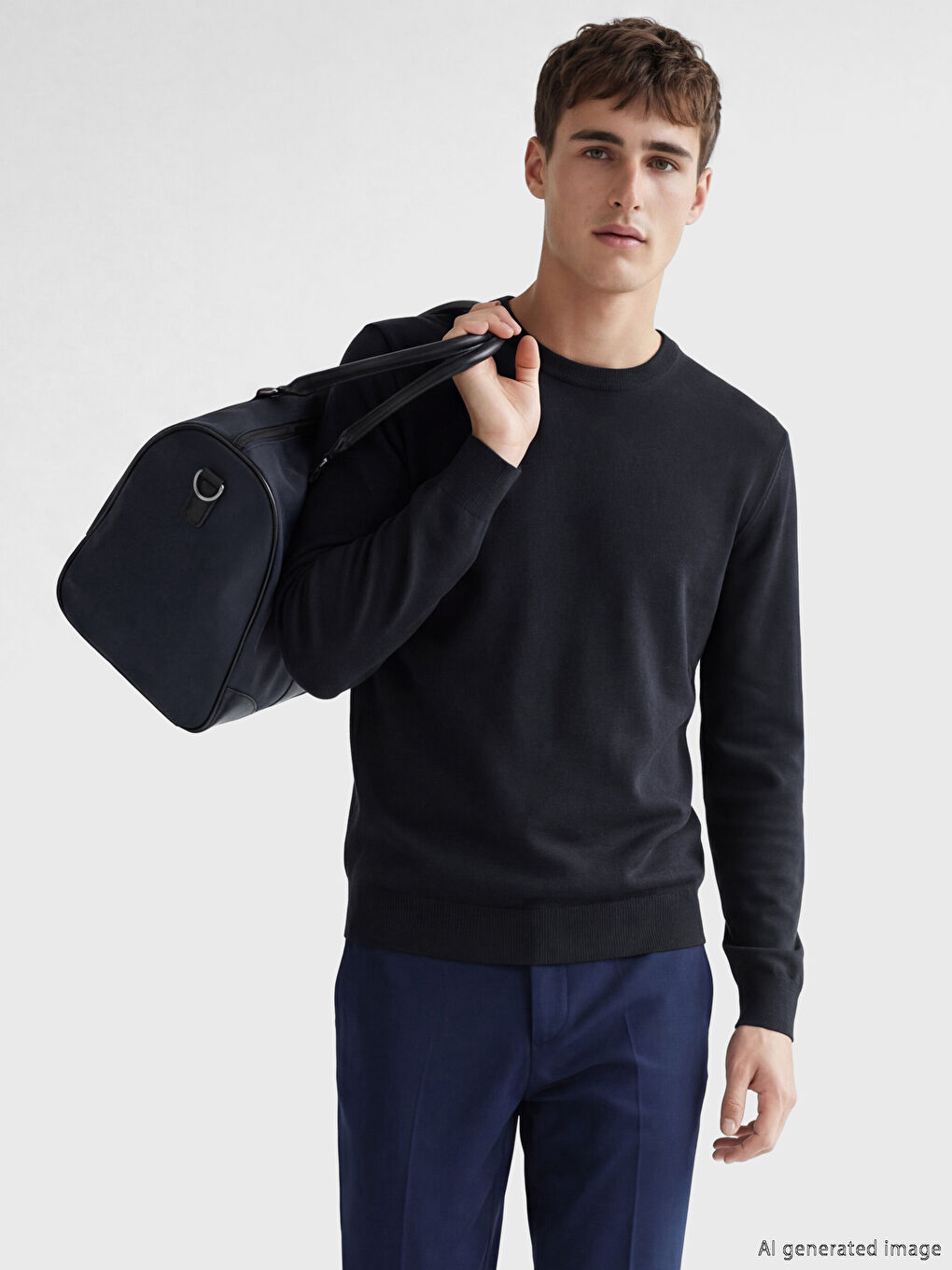 Lacivert Bisiklet Yaka Erkek Triko Kazak