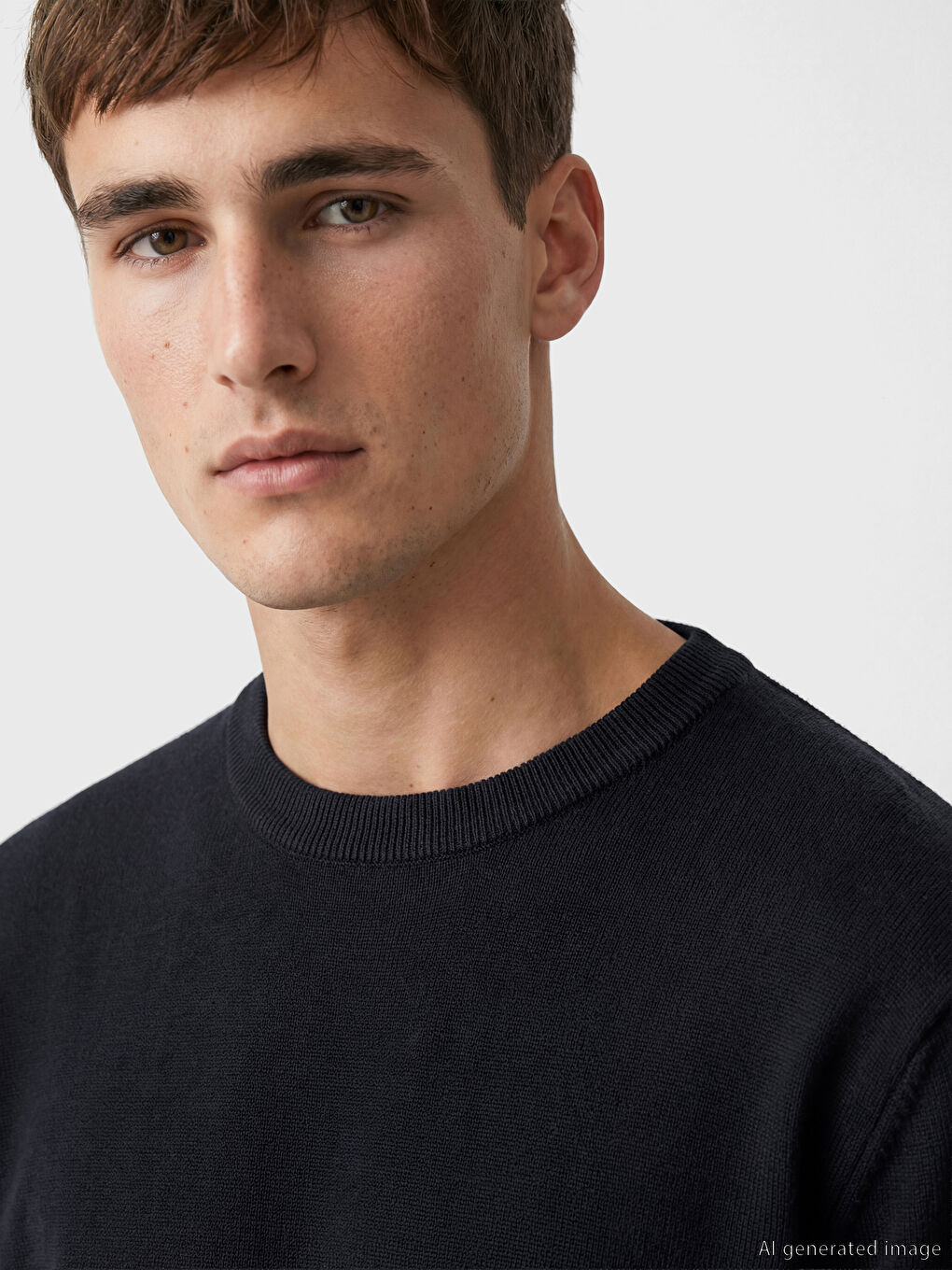 Lacivert Bisiklet Yaka Erkek Triko Kazak-2