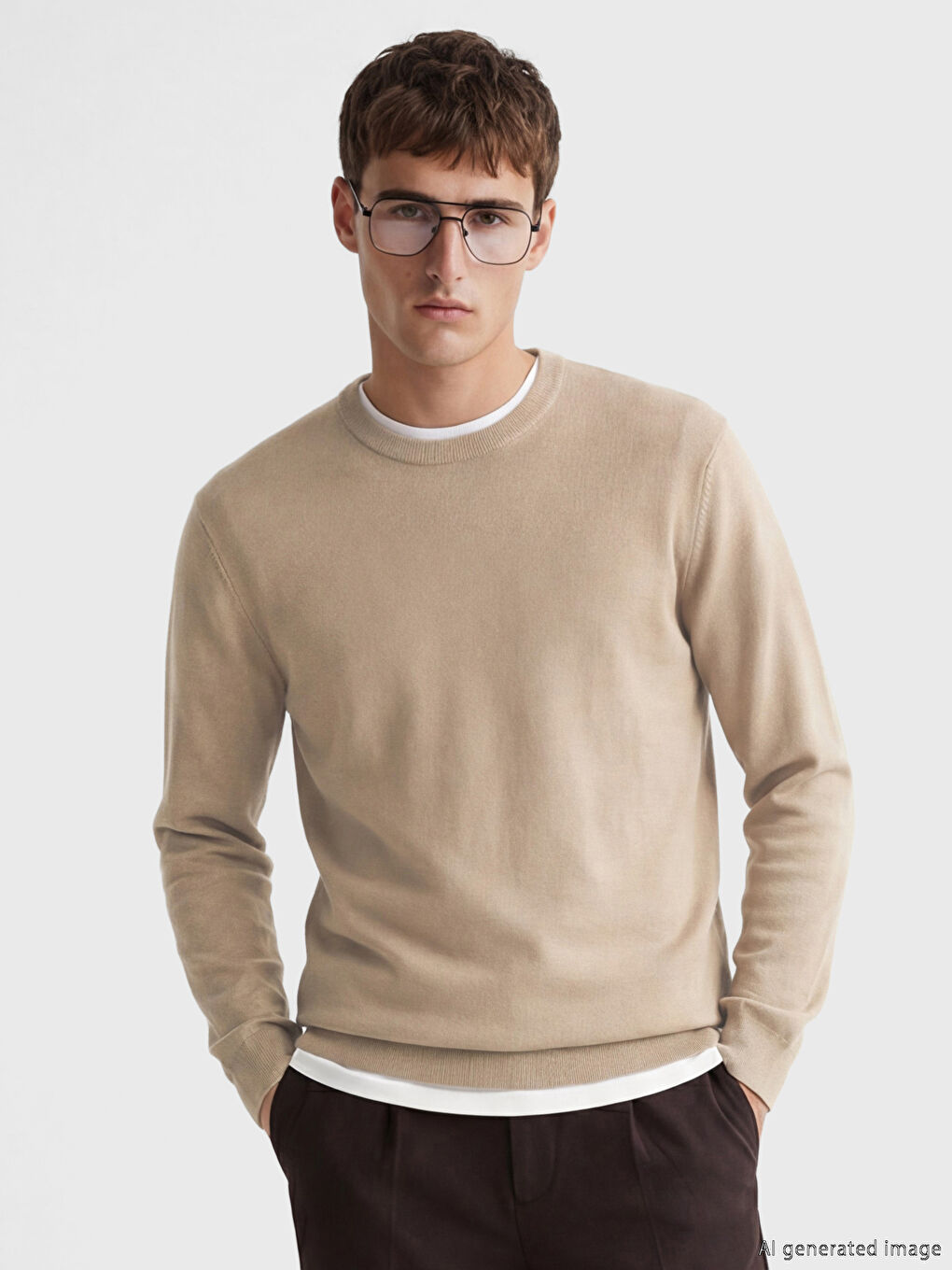 Kahverengi Bisiklet Yaka Erkek Triko Kazak