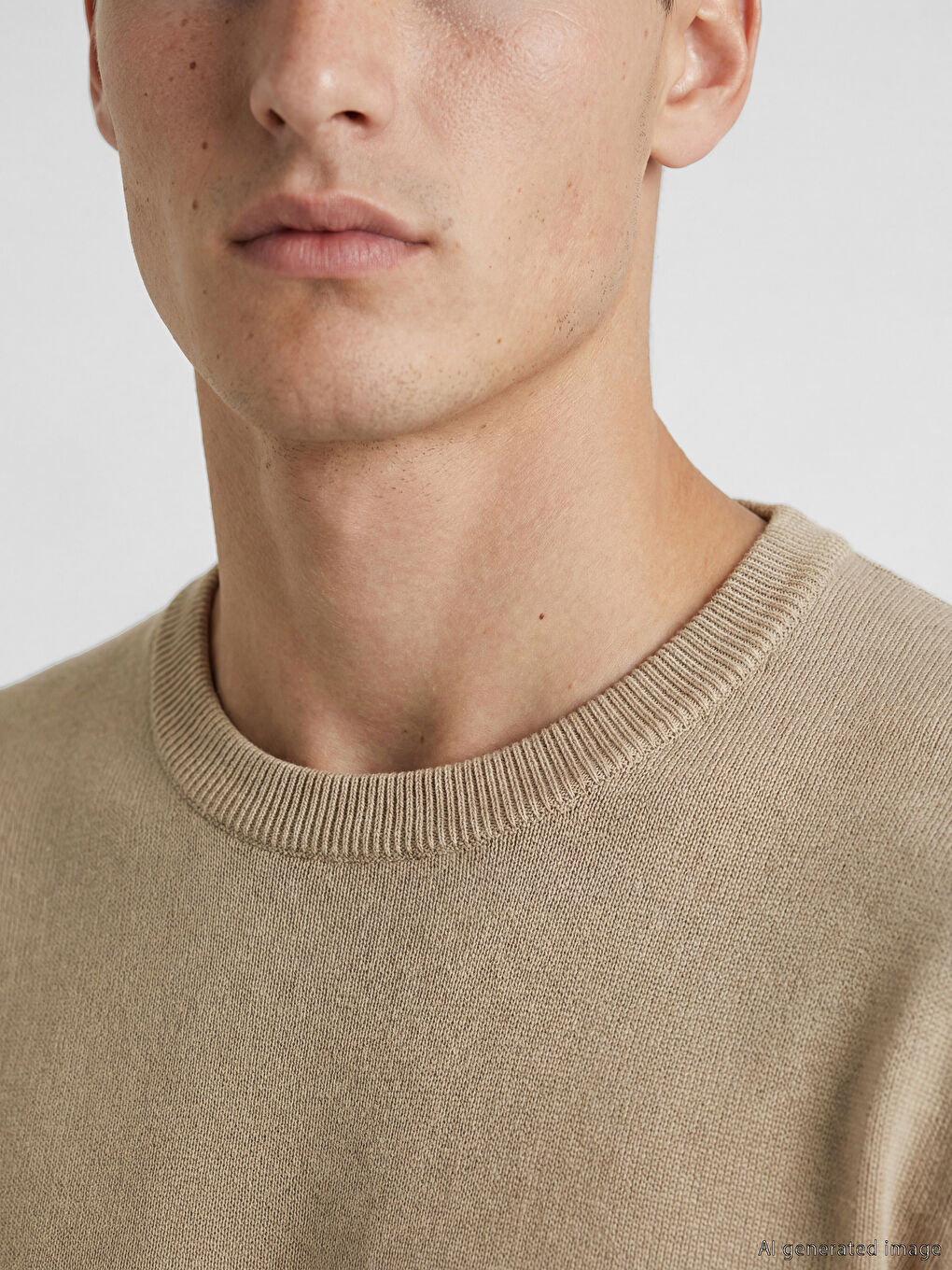 Kahverengi Bisiklet Yaka Erkek Triko Kazak-2