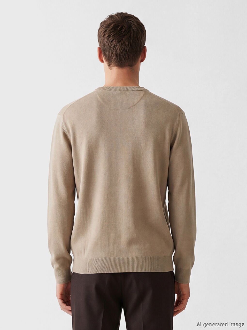 Kahverengi Bisiklet Yaka Erkek Triko Kazak-3