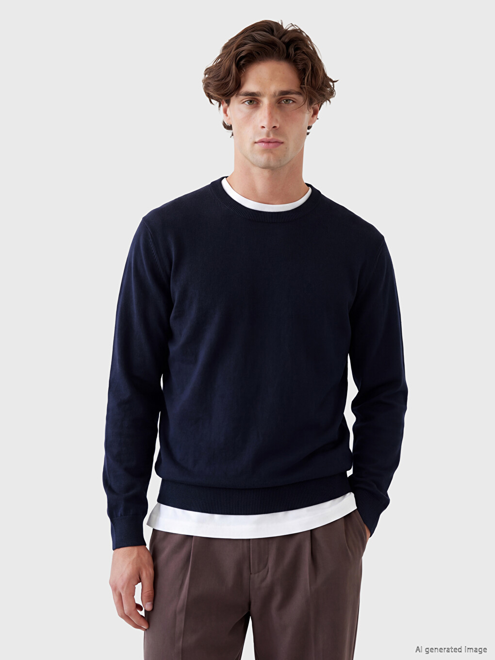 Pull-over En Tricot À Col Rond Pour Homme